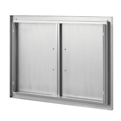 BBQ Access Door, 30W x 21H Inch Double Outdoor Kitchen Door, Stainless Steel Flush Mount Door, Wall Vertical Door with Handles, for BBQ Island, Grilling Station, Outside Cabinet