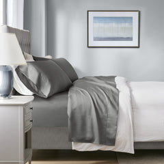 4-Piece Queen HeiQ Smart Temperature Cotton Blend Sheet Set, Charcoal