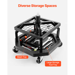 Rolling Shop Stool Adjustable Height Garage Seat 300 lbs Load with Caster