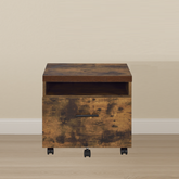 Industrial Style 1pc File Cabinet with Drawer and Shelf Caster Wheels Wooden Weathered Oak Finish, File Storing Unit Home Office Furniture