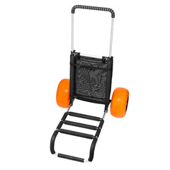 Beach Dolly with Big Wheels for Sand, 29.9" x 15.4" Cargo Deck, w/ 12" Foam Wheels, 165LBS Loading Capacity Folding Sand Cart & 27" to 44.7" Adjustable Height, Heavy Duty Cart for Beach