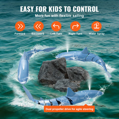 Christmas gifts! Remote Control Shark Toy 2.4 GHz High Speed RC Boat for Kids Adults Gift
