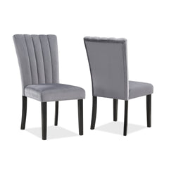 Marcus 20 Side Chair Set of 2, Fabric Upholstery, Cushioned, Black, Gray
