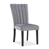 Marcus 20 Side Chair Set of 2, Fabric Upholstery, Cushioned, Black, Gray