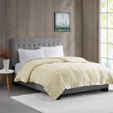 Lightweight Down Alternative Blanket with Satin Trim Cream King