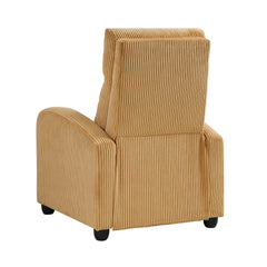 Modern Push Back Recliner Chair Yellow Soft Corduroy Upholstery Comfort Solid Wood Living Room Furniture 1pc