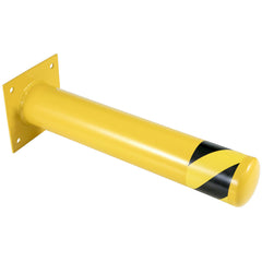 Safety Bollard 48"x4.5" Safety Barrier Bollard 4-1/2" OD 48" Height Yellow Powder Coat Pipe Steel Safety Barrier with 4 Free Anchor Bolts for Traffic-Sensitive Area
