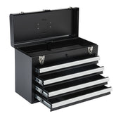 Tool Box 20.5-inch Portable Metal Tool Box with 4 Drawers Tool Organizer Black