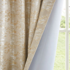 Jacquard Lined Total Blackout Rod Pocket/Back Tab Curtain Panel(Only 1 Pc Panel)