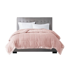 Lightweight Down Alternative Blanket with Satin Trim Blush Full/Queen