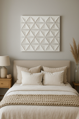 White Square Shape Handcrafted MDF Wall Decor – 16"x16" Elegant Home Accent
