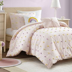 4PCS Twin/Twin XL Cotton Jacquard Pom Pom Comforter Set