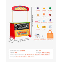 Wooden Puppet Theater 2-in-1 Reversible Play Store Kids Play Market Stand