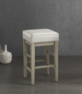 Transitional White Faux Leather Seat 24-inch Counter Height Stools Set of 2, White Finish Solid Wood Frame