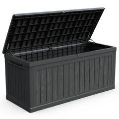 260 Gallon Large Outdoor Storage XXL Deck Box for Patio Furniture, Outdoor Cushions, Garden Tools and Sports/Pools Equipment, Waterproof Resin, Lockable, Black