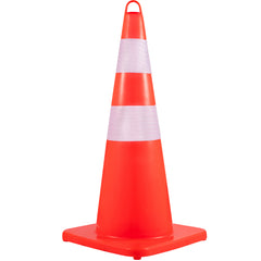 Safety Cones, 12 x 28" Traffic Cones, PVC Orange Construction Cones, 2 Reflective Collars Traffic Cones with Weighted Base and Hand-Held Ring Used for Traffic Control, Driveway Road Parking