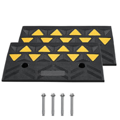 Rubber Curb Ramp 2 Pack, 4.3" Rise Height Heavy-Duty 33069 lbs/15 T Capacity Threshold Ramps, Driveway Ramps with Stable Grid Structure for Cars, Wheelchairs, Bikes, Motorcycles