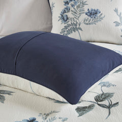 7 Piece Printed Seersucker Comforter Set with Throw Blanket Blue Full/Queen