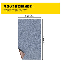 Gray Marine Carpet 6 ft x 13.1 ft Boat Carpet Rugs Indoor Outdoor Rugs for Patio Deck Anti-Slide TPR Water-Proof Back Cut Outdoor Marine Carpeting Easy Clean Outdoor Carpet Roll