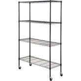 Storage Shelving Unit with Wheels, 4-Tier Adjustable, 700 lbs Capacity, Heavy Duty Garage Shelves Metal Organizer Wire Rack, Black, 47.2" L x 17.7" W x 74" H for Kitchen Pantry Basement Bathroom