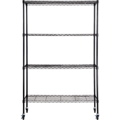 Storage Shelving Unit with Wheels, 4-Tier Adjustable, 700 lbs Capacity, Heavy Duty Garage Shelves Metal Organizer Wire Rack, Black, 47.2" L x 17.7" W x 74" H for Kitchen Pantry Basement Bathroom
