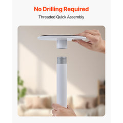 Floor-to-Ceiling Transfer Pole, Tension Mounted Bathroom Grab Bar with Anti-Slip Curve Handle, 300 Lbs Capacity Security Pole for Elderly, Ideal Senior Safety Pole for 7-10 Ft Ceilings, White