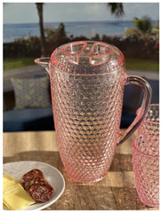 2.5 Quarts Water Pitcher with Lid, Diamond Cut Unbreakable Plastic Pitcher, Drink Pitcher, Juice Pitcher with Spout BPA Free