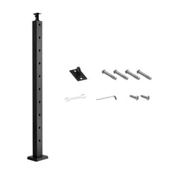 Cable Railing Post, 36x1x2 Inch Stair Railing Post, with Pre-Drilled 30° Angled Holes, Stainless Steel Cable Rail Post with Horizontal and Curved Bracket, 1-Pack, Black, 1JZLGZXHS91402OS1001V0