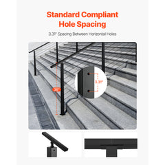 Cable Railing Post, 36x1x2 Inch Stair Railing Post, with Pre-Drilled 30° Angled Holes, Stainless Steel Cable Rail Post with Horizontal and Curved Bracket, 1-Pack, Black, 1JZLGZXHS91402OS1001V0