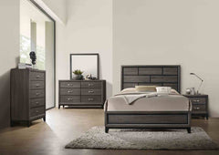 Two Tone Design 1pc Nightstand Two Drawers Wooden Legs Gray Finish Bedroom Furniture