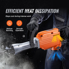 Demolition Jack Hammer, 2200W 1400 BPM Jack Hammer Concrete Breaker, Heavy Duty Electric Jack Hammer 6pcs Chisels Bit with Gloves, 360°C Swiveling Front Handle for Trenching and Breaking Holes