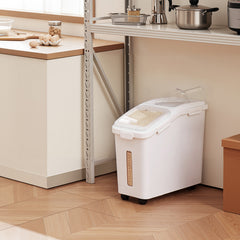 Ingredient Storage Bin, 11.4 Gallon Capacity Shelf Ingredient Bin, 280 Cup Flour Bins on Wheels Commercial Prosave Shelf-storage Ingredient Bin with Lid and Scoop Rice Bin for Kitchen White
