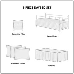 6 Piece Reversible Scalloped Edge Daybed Cover Set Seafoam Daybed