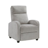 Modern Push Back Recliner Chair Light Gray Soft Corduroy Upholstery Comfort Solid Wood Living Room Furniture 1pc