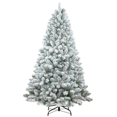 6FT Flocked Christmas Tree with Pine Cones – Snowy PVC Artificial Holiday Tree, 888 Tips, 36 Natural Pinecones, Sturdy Metal Stand, Full Shape for Seasonal Decoration