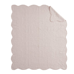 Oversized Quilted Throw with Scalloped Edges Blush 60x72"