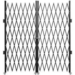 Double Folding Security Gate, 7.1' H x 12.5' W Folding Door Gate, Steel Accordion Security Gate, Flexible Expanding Security Gate, 360° Rolling Barricade Gate, Scissor Gate or Door with Keys
