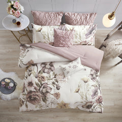 8 Piece Cotton Printed Comforter Set Blush Cal King
