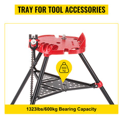 6" Tripod Pipe Chain Vise Stand w/ Steel Legs & Rubber Mounts bib