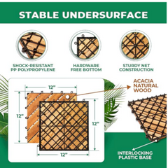 Acacia solid wooddeck tile X08, 10 pack