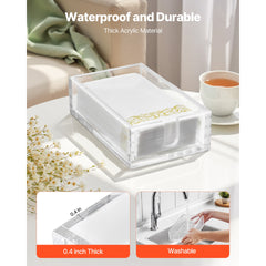 Acrylic Napkin Holder, 9.1 x 5.5 x 2.6 inch, Clear Bathroom Guest Towel Storage Tray with U-Shaped Opening, Disposable Paper Towel Holder for Bathroom Kitchen Parties Weddings & Various Events