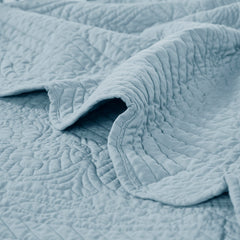 Oversized Quilted Throw with Scalloped Edges Blue 60x72"