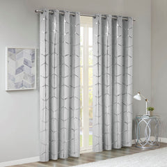 Total Blackout Metallic Print Grommet Top Curtain Panel(Only 1 Pc Panel)