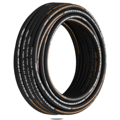 Hydraulic Hose 3/8 inch x 100 ft, Coiled Hydraulic Hose 4800 PSI, Rubber Hydraulic Hose with 2 High-Tensile Steel Wire Braid, Bulk Hydraulic Hose -20°C to 140°C, Hydraulic Oil Flexible Hose