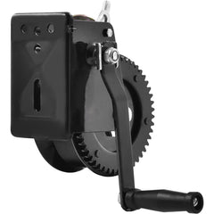 Hand Winch, 1600 lbs Pulling Capacity, Boat Trailer Winch Heavy Duty Rope Crank with 33 ft Polyester Strap and Two-Way Ratchet, Manual Operated Hand Crank Winch for Trailer, Boat or ATV Towing