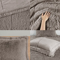 Full/Queen Shaggy Long Fur Comforter Mini Set