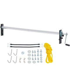 Hand Crank Tarp Roller Kit, 64" to 104" Wide, Aluminum Alloy, Manual Cab Level Dump Truck Tarp Roller with 7" Sponge-Wrapped Handle, Perfect for Dump Trucks, Trailers, Trash Haulers (No Tarp)