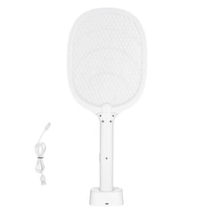 Electric Fly Swatter 3 Layers Mesh & Screen Display 1500mAh Battery White