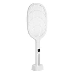 Electric Fly Swatter 3 Layers Mesh & Screen Display 1500mAh Battery White