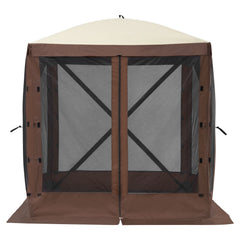 Pop Up Gazebo Tent, Pop-Up Screen Tent 4 Sided Canopy Sun Shelter with 4 Removable Privacy Wind Cloths & Mesh Windows, 6x6FT Quick Set Screen Tent with Mosquito Netting, Brown